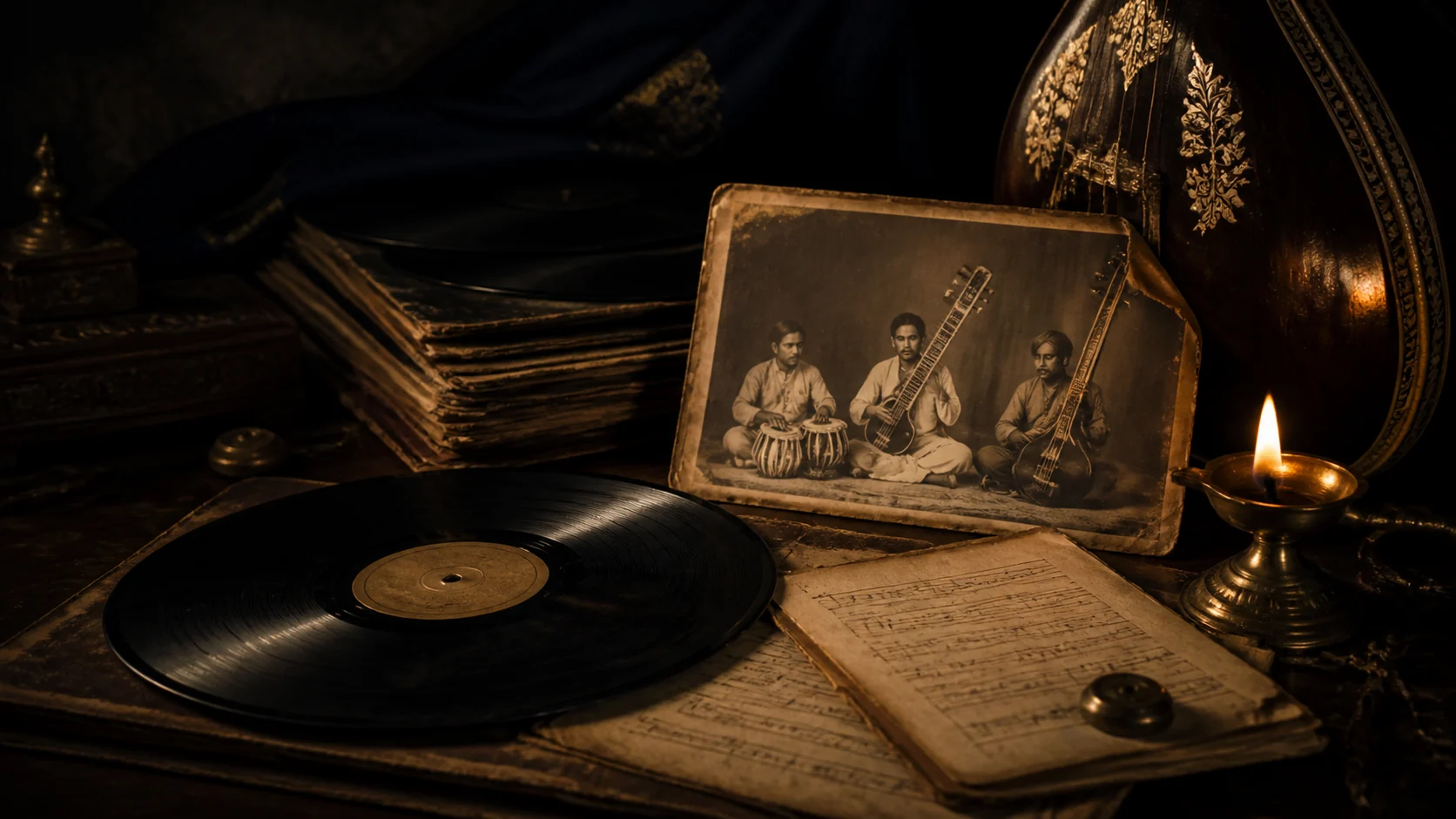 Original recordings archive with Indian classical music heritage objects